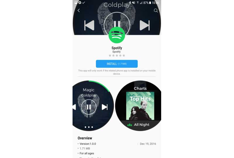 unable to start spotify gear s3