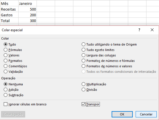 4. Reorganizar colunas com Transpor