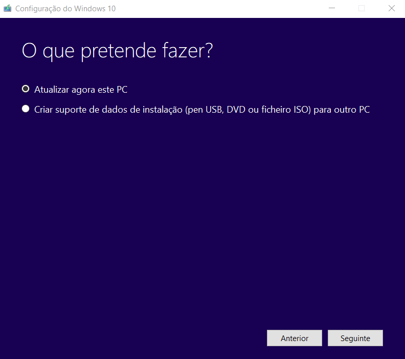 Actualização para Criativos Windows 10