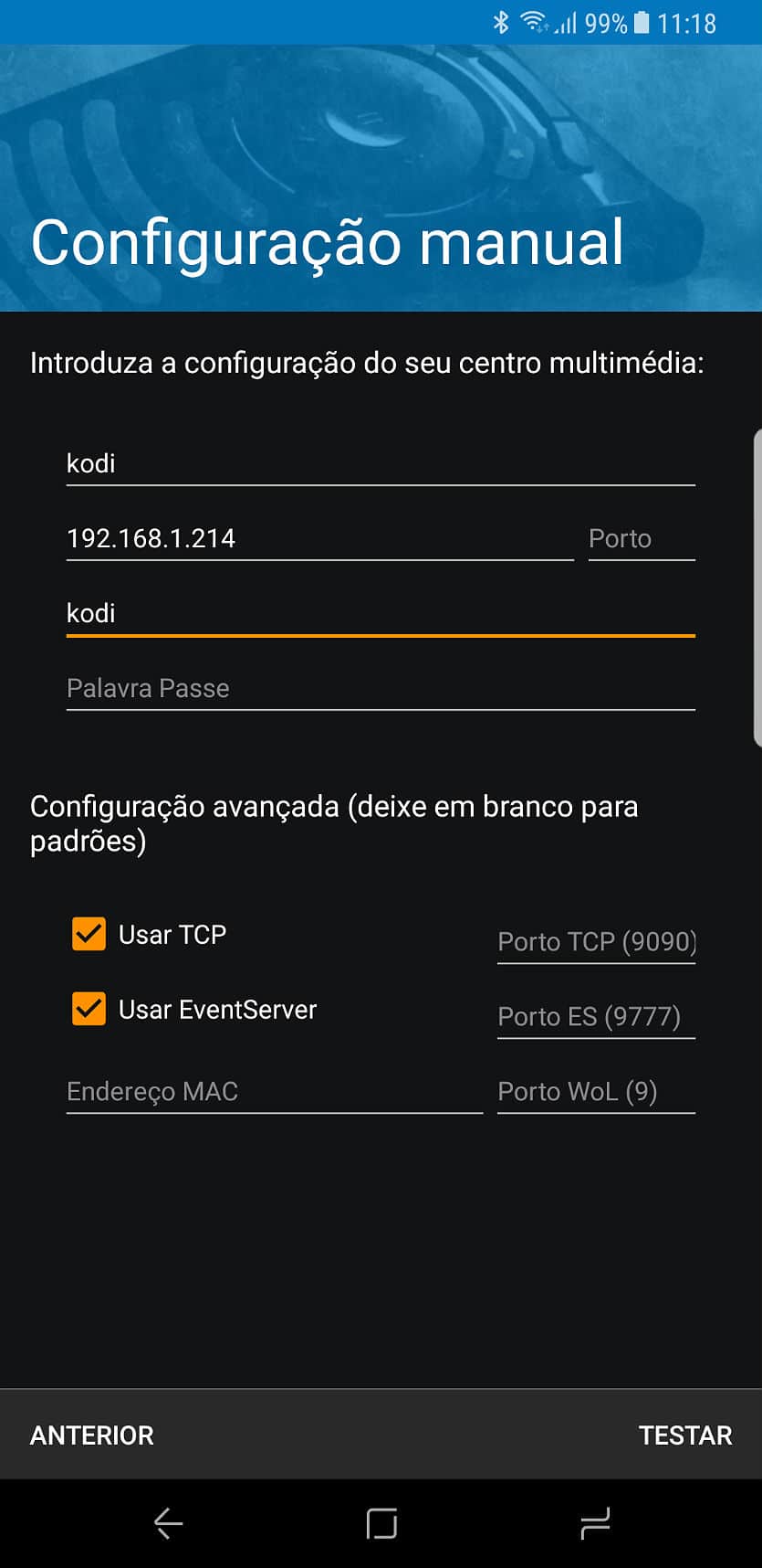 Controlar o Kodi com o smartphone - Passo 4