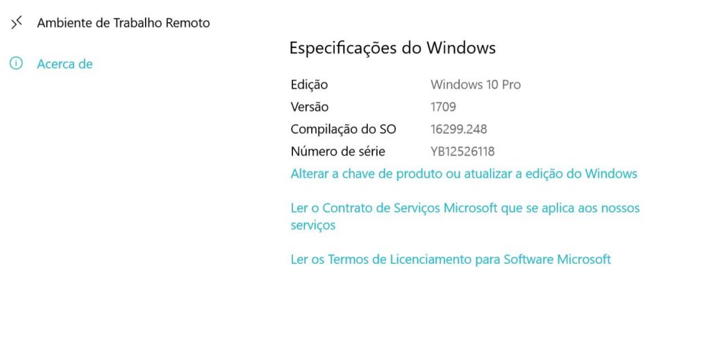 Versão do Windows