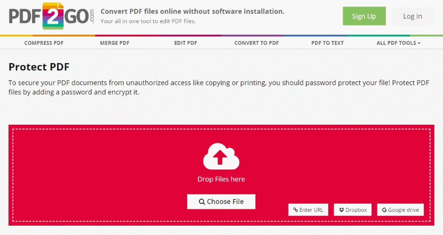 PDF2Go Protect PDF