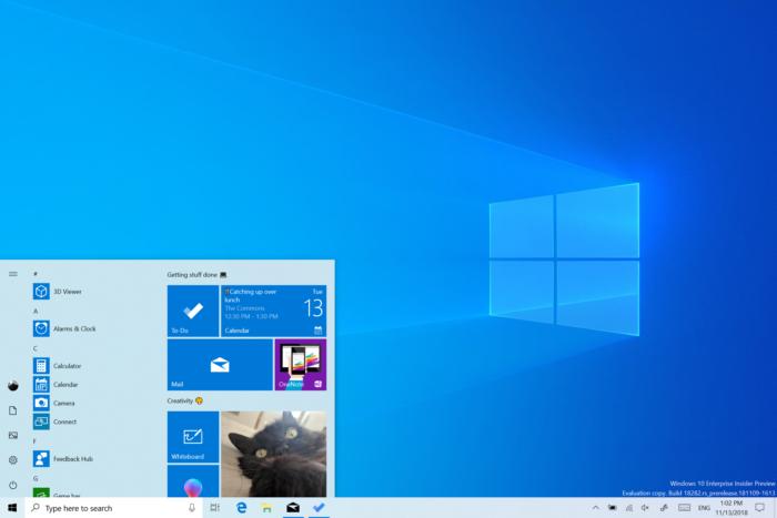 Windows 10, tema claro