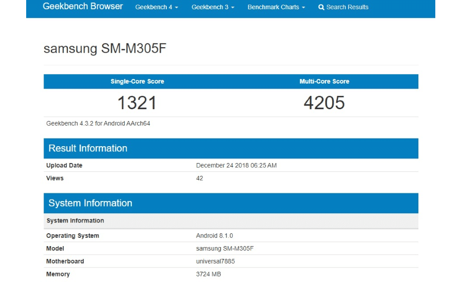 Geekbench Samsung SM-M305F