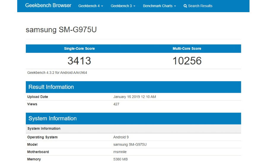 Geekbench SM-G975U