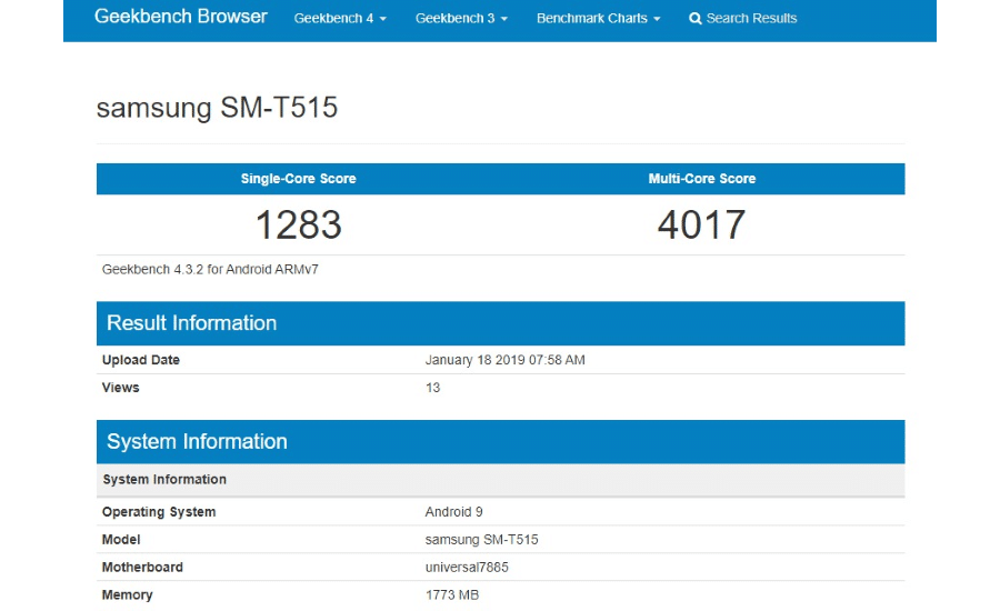 Geekbench Samsung SM-T515