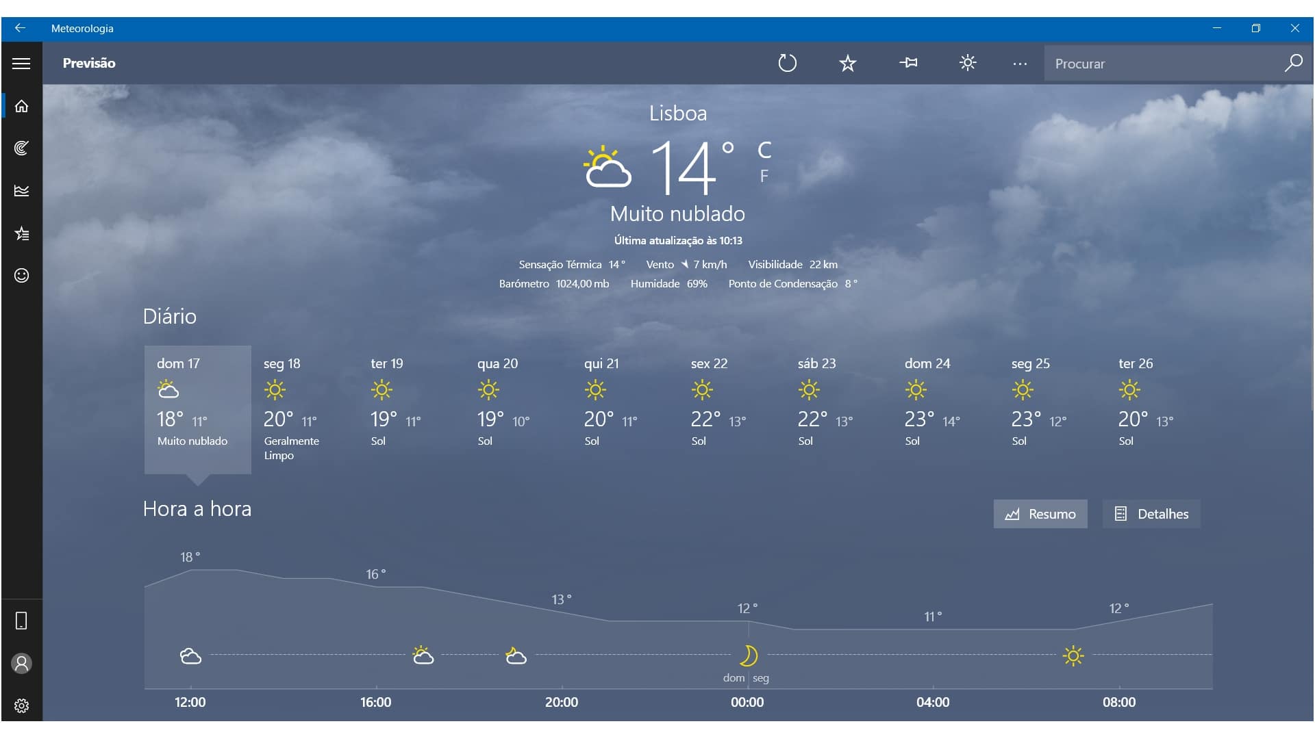 Meteorologia Windows 10