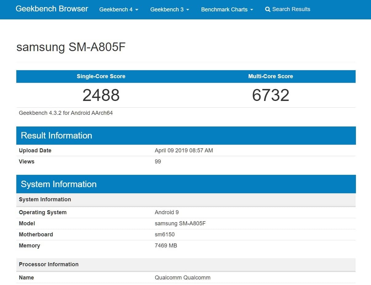 Geekbench SMA805F