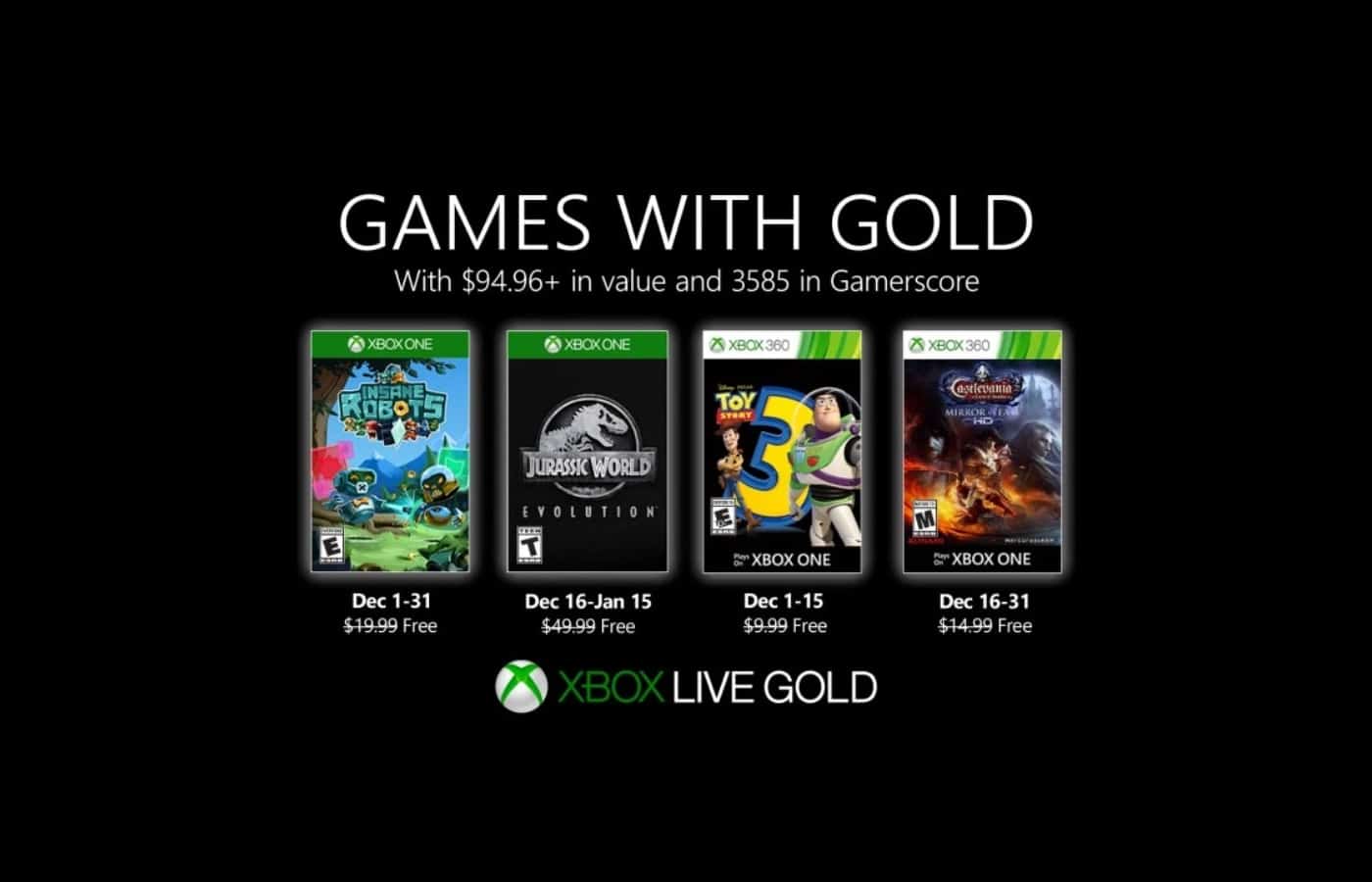 Conheça os Xbox Games with Gold de Dezembro (Vídeo)