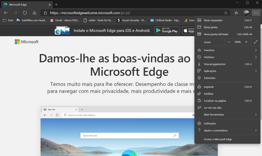 Definições Chromium Microsoft Edge