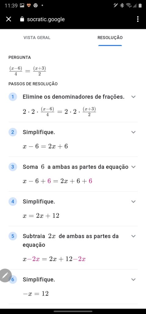 Resolver equação