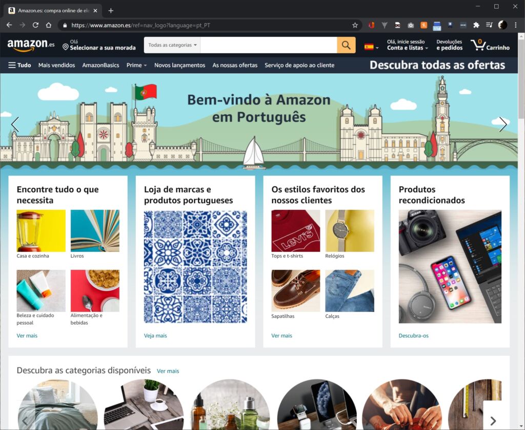 Loja online Amazon já está disponível em Português