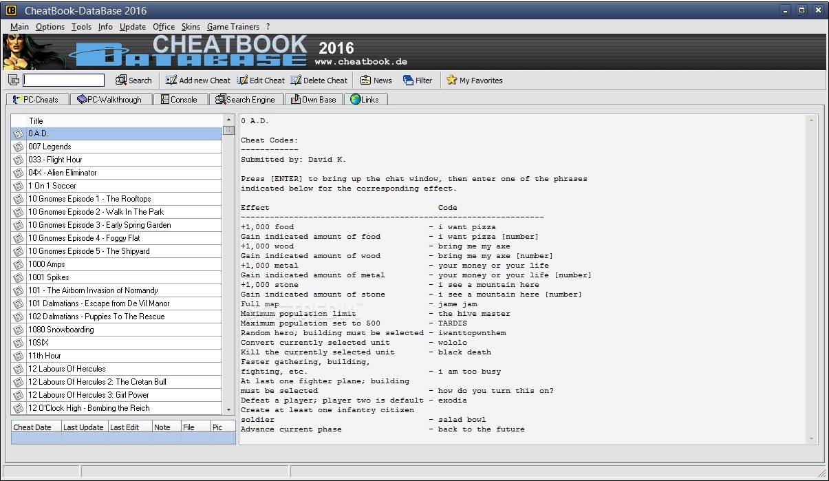 CheatBook-DataBase