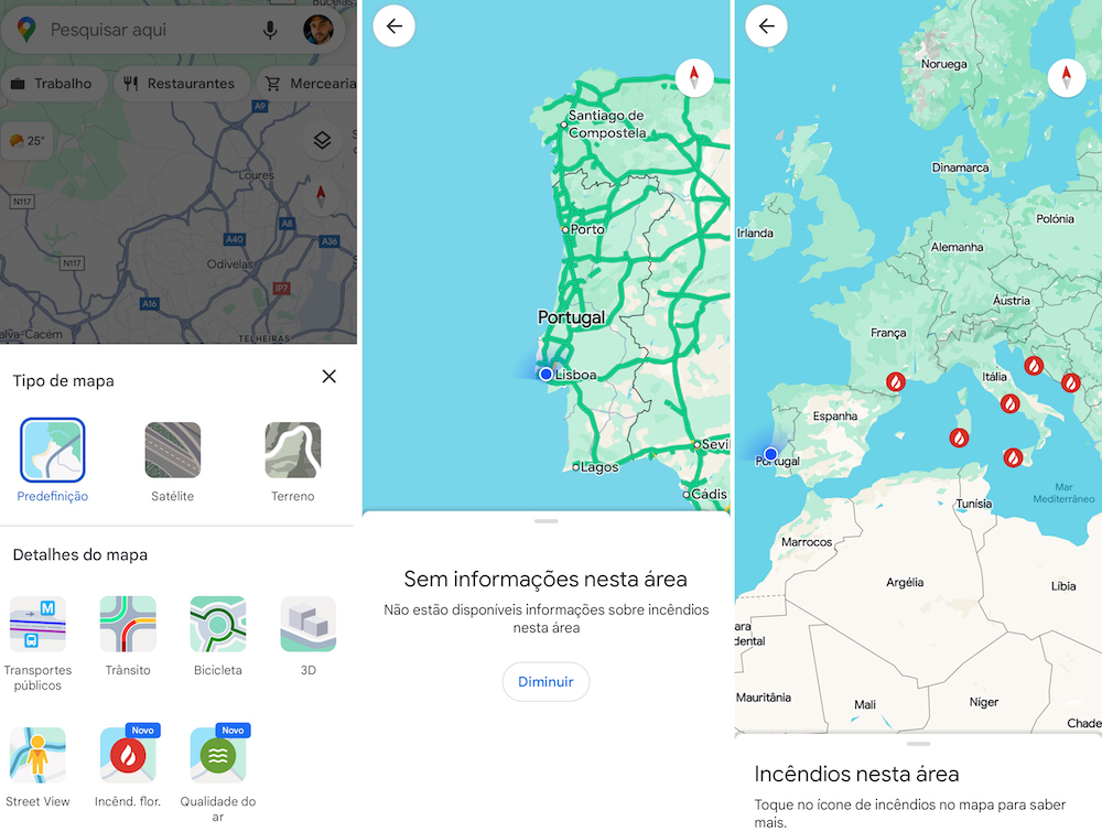 ©PCGuia | Google Mapas Incêndios