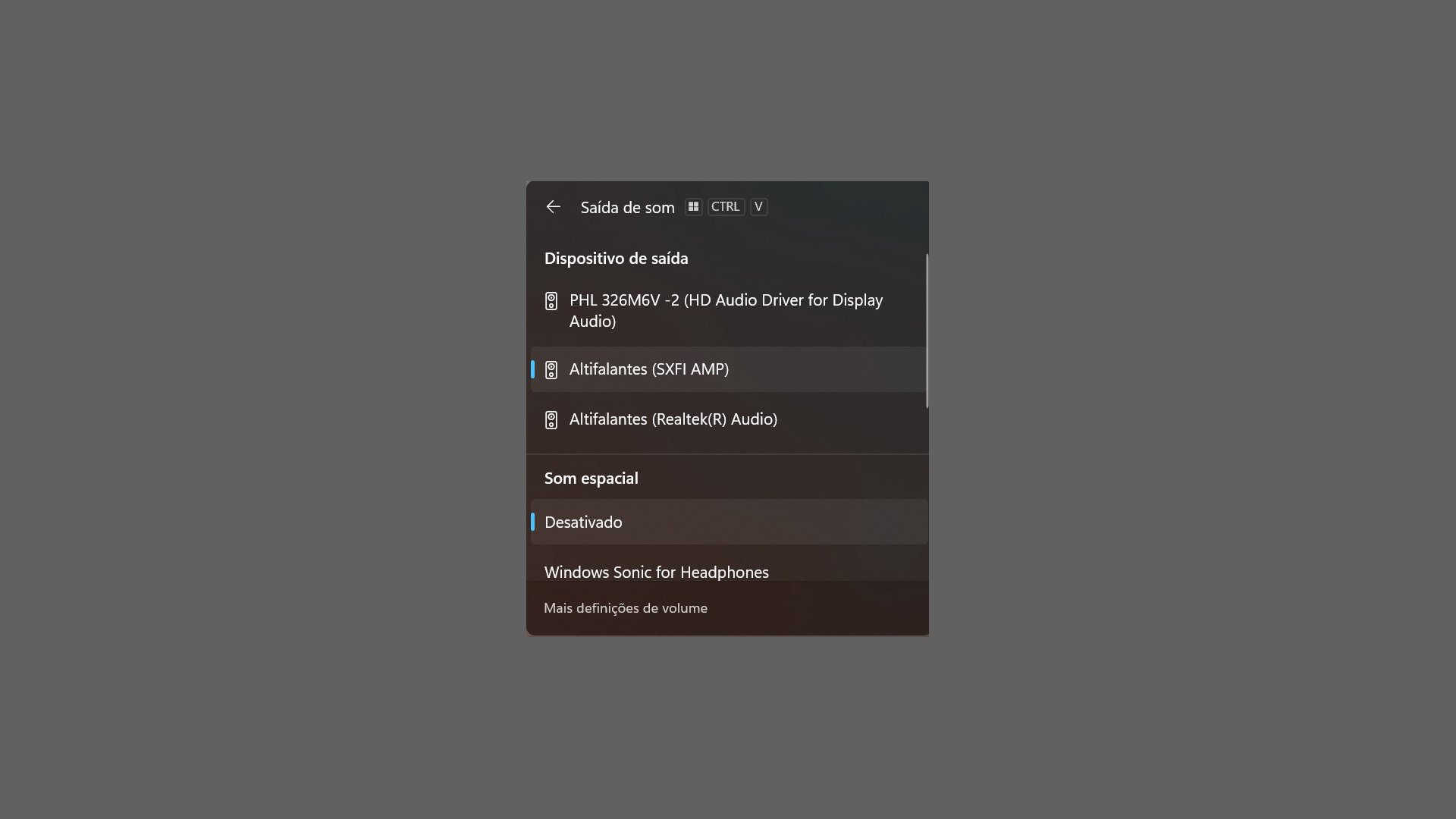 Dica do dia: mudar rapidamente o dispositivo de saída de áudio no Windows 11