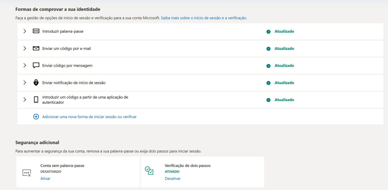 Conta Microsoft Segurança