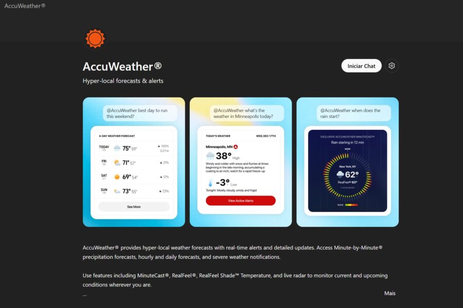 Accuweather no ChatGPT