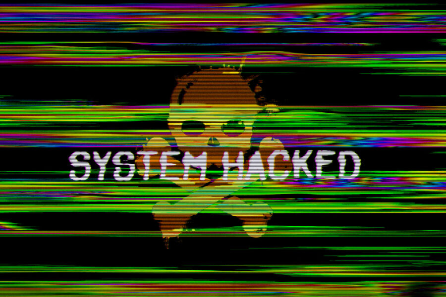 System hacked modern glitch concept 3d illustration