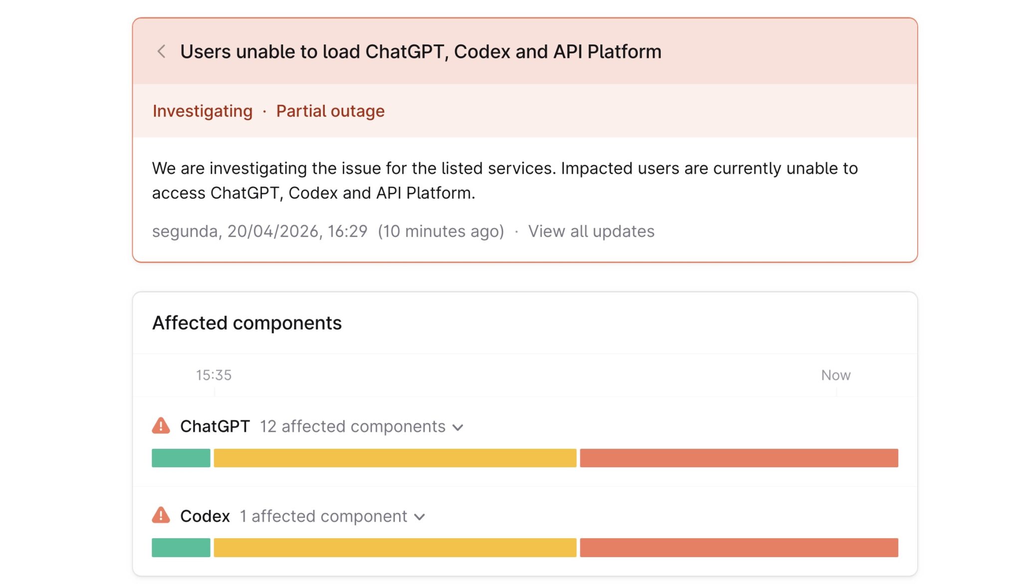 ChatGPT em baixo: OpenAI reconhece uma «falha parcial» que torna impossível o login e o acesso ao histórico