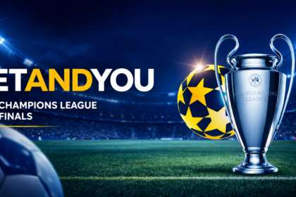 Advertising banner: BETANDYOU promotes UEFA Champions League Semifinals with the trophy and a yellow-star football on a stadium pitch beside bold text.