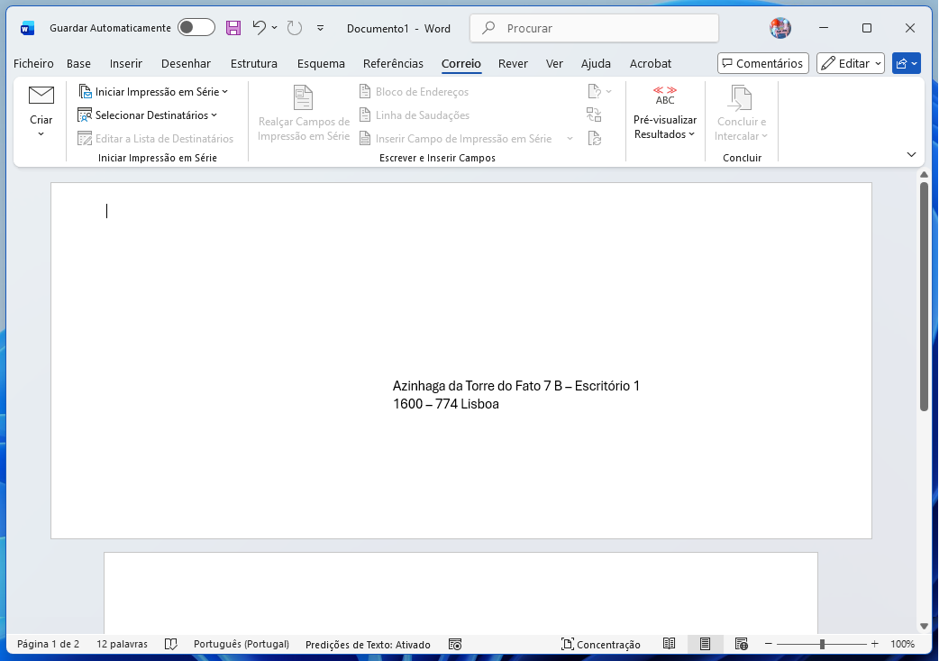 Imprima vários envelopes com o mesmo endereço no Word