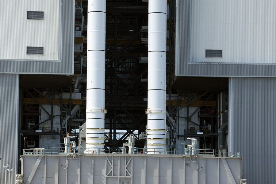 Two_Space_Shuttle_SRBs_on_the_Crawler_transporter