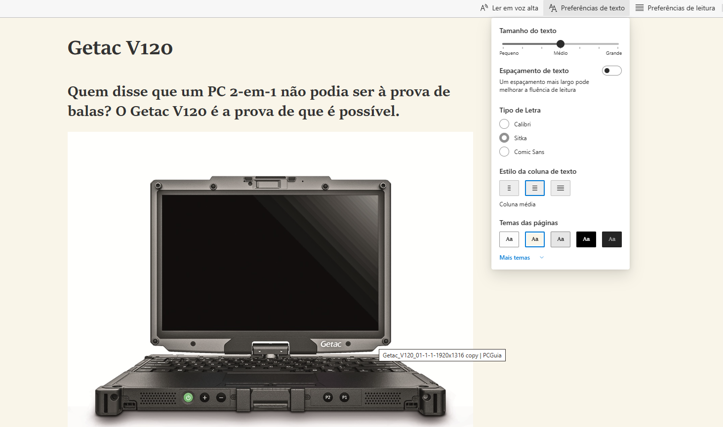 Front view of a Getac V120 rugged laptop with screen open on a white background
