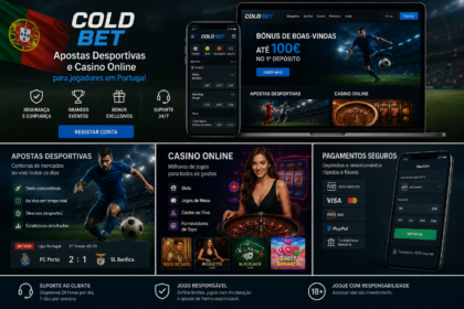 Promotional banner for Cold Bet (Portugal) showing flag, logo, slogan and devices displaying betting apps.