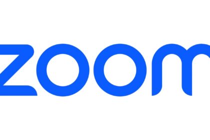 Zoom wordmark in bold blue on a white background