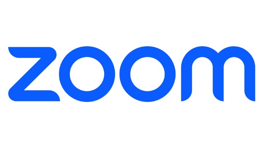 Zoom wordmark in bold blue on a white background