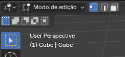 Blender UI: 3D Viewport in User Perspective with a blue selection outline around a cube; panel shows 'User Perspective' and object named Cube (1) Cube | Cube.