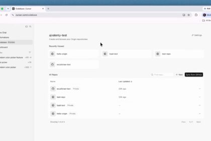 Codebase dashboard: left navigation with items like New Chat and Automations, main area shows a repo named ajvalenty-test under Recently Viewed.