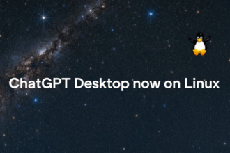 ChatGPT Desktop now on Linux with a Linux penguin icon on a starry background (top-right).