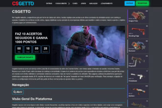 Página inicial do CSGETTO com banner de promoção (soldado segurando rifle) e contagem regressiva ao centro.