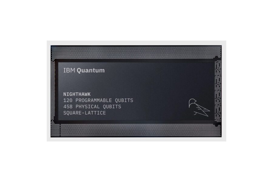 IBM Quantum Nighthawk processor: 120 programmable qubits and 458 physical qubits on a square-lattice layout.