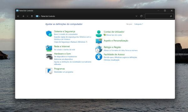 Painel de controlo